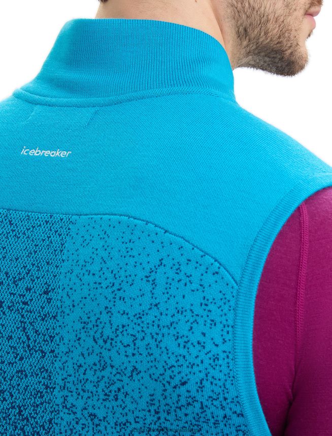 Icebreaker îmbrăcăminte geo blue/royal navy bărbați vestă izolată zoneknit merinos în adâncime DL46T240