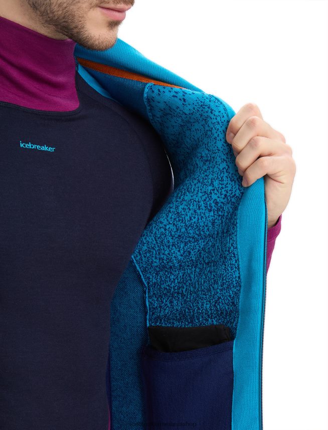 Icebreaker îmbrăcăminte geo blue/royal navy bărbați vestă izolată zoneknit merinos în adâncime DL46T240