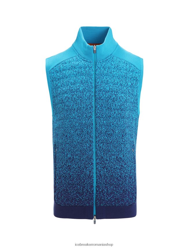 Icebreaker îmbrăcăminte geo blue/royal navy bărbați vestă izolată zoneknit merinos în adâncime DL46T240