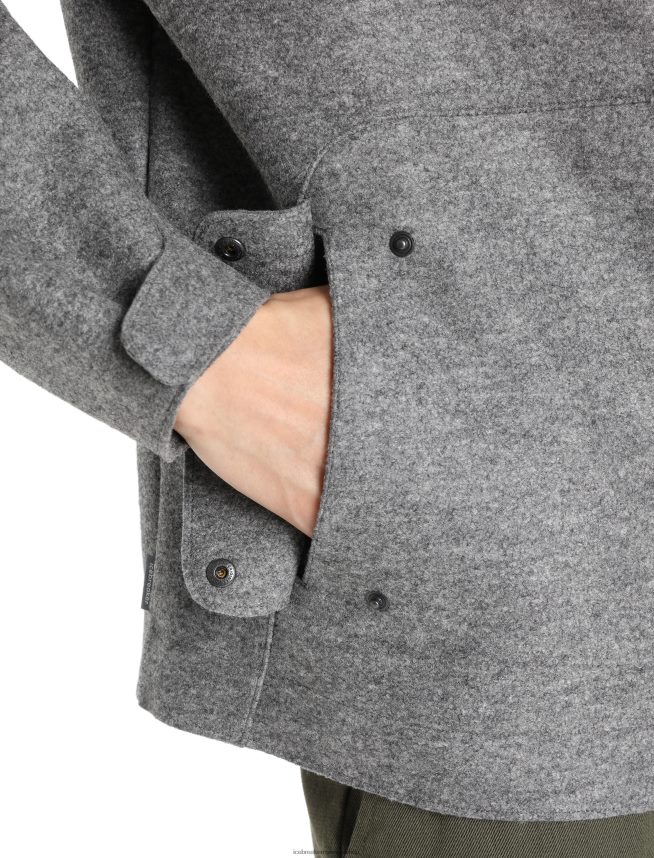 Icebreaker îmbrăcăminte gritstone heather bărbați jachetă cu glugă din merinos din pâslă DL46T370