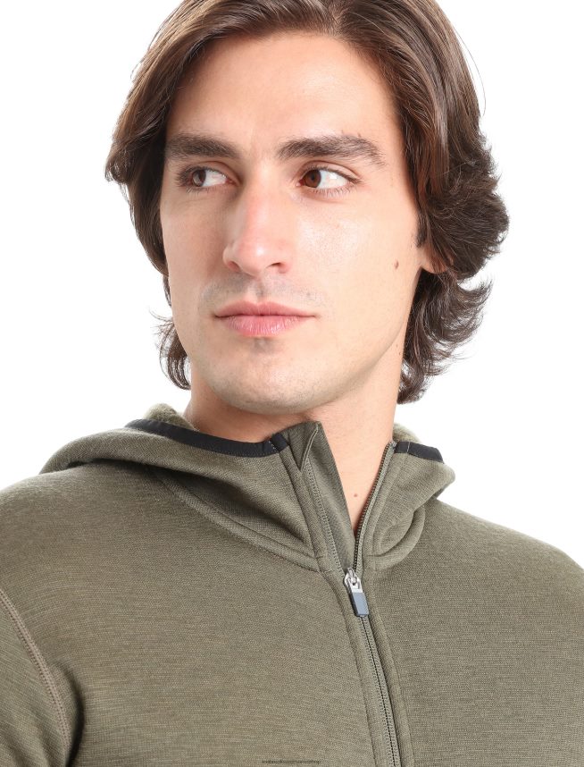 Icebreaker îmbrăcăminte loden bărbați jachetă realfleece merino elemental cu mânecă lungă și glugă cu fermoar DL46T439