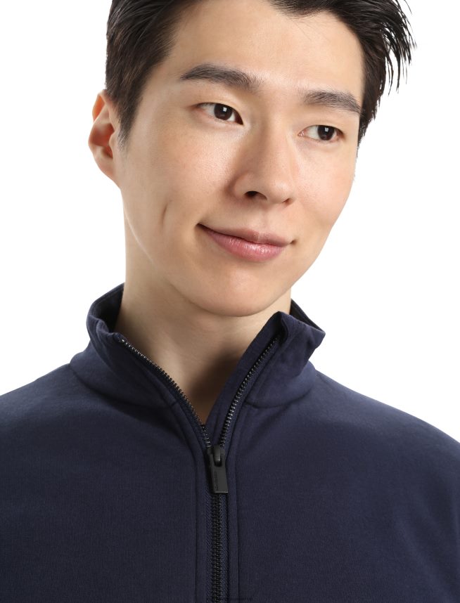 Icebreaker îmbrăcăminte marina de la miezul nopții bărbați fermoar cu mânecă lungă merino central ii DL46T360