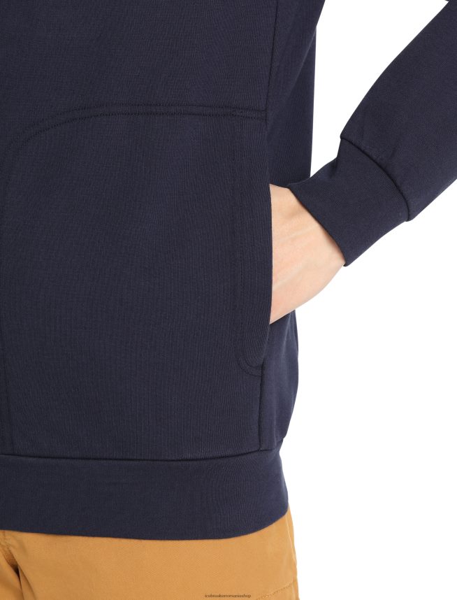 Icebreaker îmbrăcăminte marina de la miezul nopții bărbați fermoar cu mânecă lungă merino central ii DL46T360