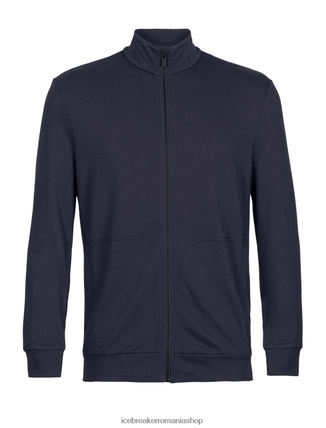 Icebreaker îmbrăcăminte marina de la miezul nopții bărbați fermoar cu mânecă lungă merino central ii DL46T360