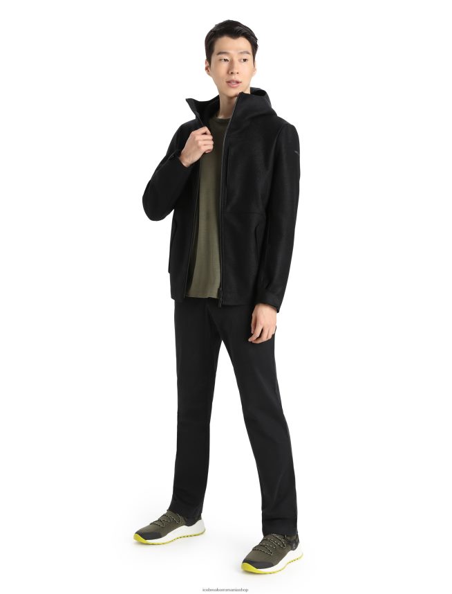 Icebreaker îmbrăcăminte negru bărbați jachetă cu glugă din merinos din pâslă DL46T369