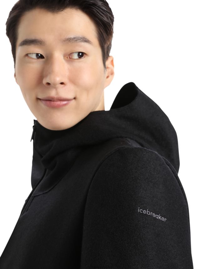 Icebreaker îmbrăcăminte negru bărbați jachetă cu glugă din merinos din pâslă DL46T369