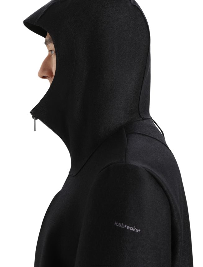 Icebreaker îmbrăcăminte negru bărbați jachetă cu glugă din merinos din pâslă DL46T369