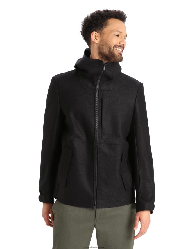 Icebreaker îmbrăcăminte negru bărbați jachetă cu glugă din merinos din pâslă DL46T369