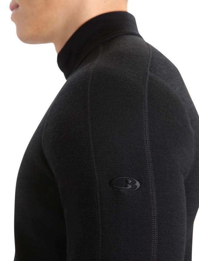 Icebreaker îmbrăcăminte negru bărbați jachetă realfleece merino elemental cu mânecă lungă și fermoar DL46T422