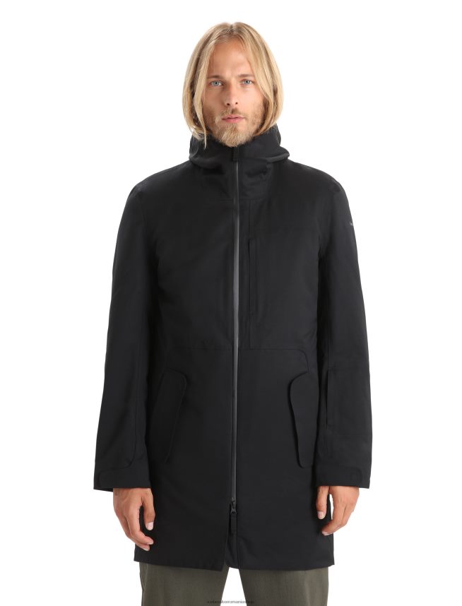 Icebreaker îmbrăcăminte negru bărbați parka city label shell+ merino 4 în 1 DL46T241
