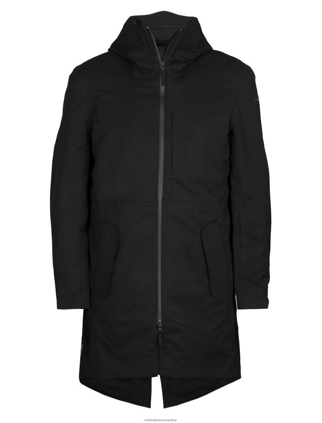 Icebreaker îmbrăcăminte negru bărbați parka city label shell+ merino 4 în 1 DL46T241