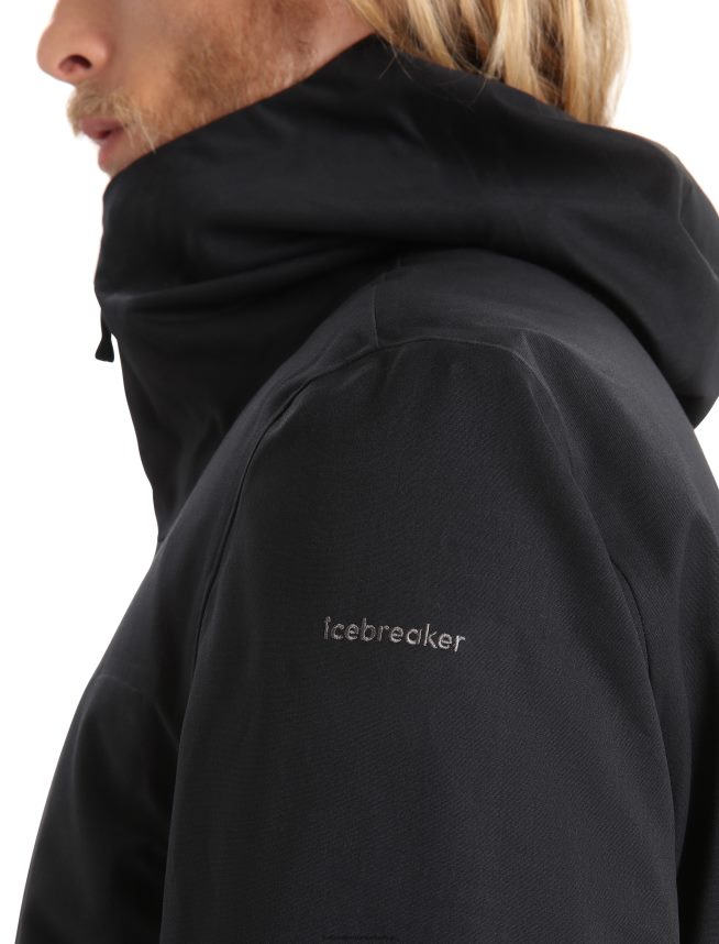 Icebreaker îmbrăcăminte negru bărbați parka city label shell+ merino 4 în 1 DL46T241