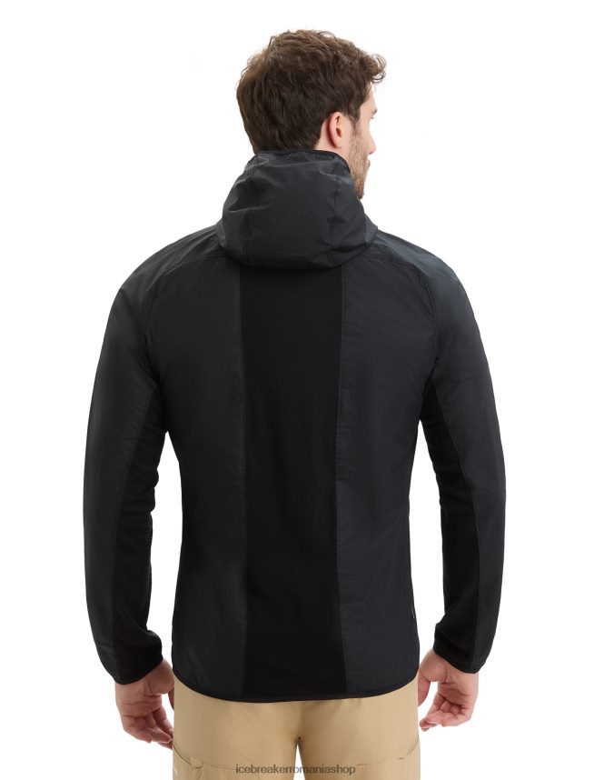 Icebreaker îmbrăcăminte negru bărbați shell+ jacket din bumbac merinos DL46T237