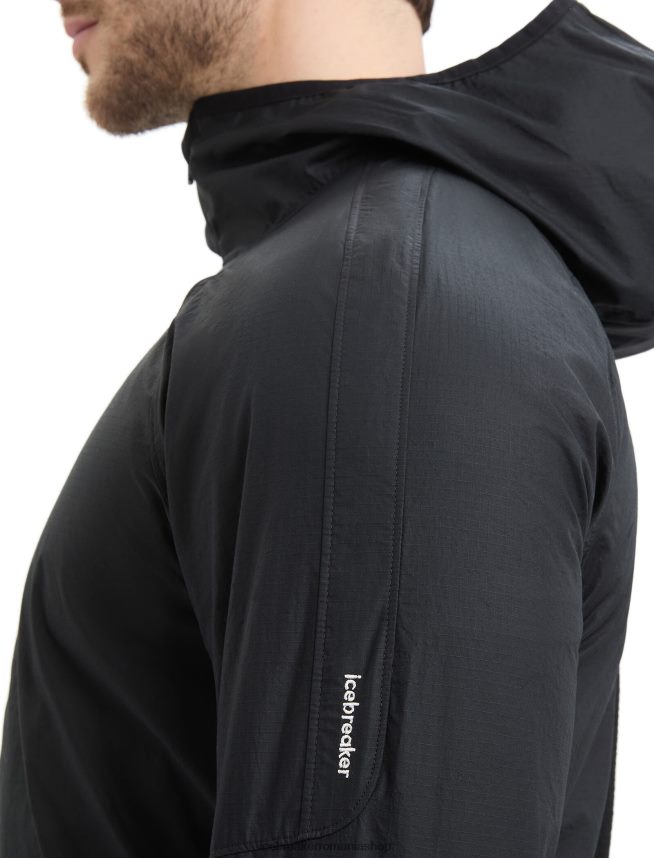 Icebreaker îmbrăcăminte negru bărbați shell+ jacket din bumbac merinos DL46T237