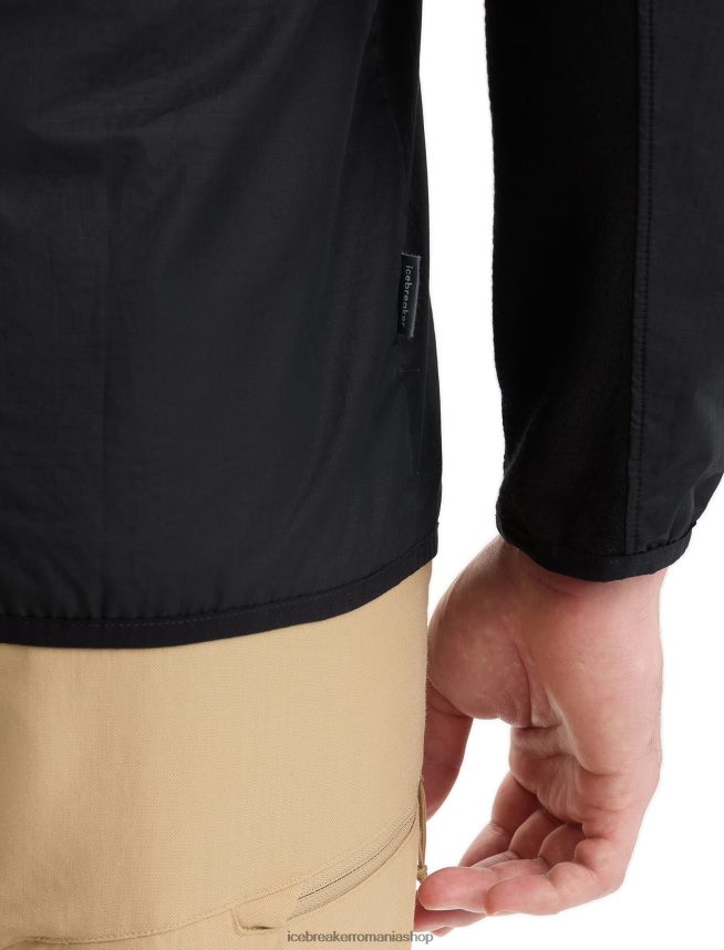 Icebreaker îmbrăcăminte negru bărbați shell+ jacket din bumbac merinos DL46T237