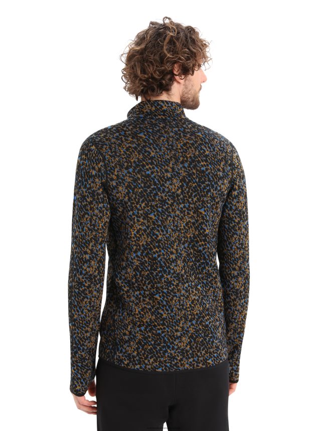 Icebreaker îmbrăcăminte negru/cuișoare bărbați merino elemental cu mânecă lungă fermoar lichen DL46T402