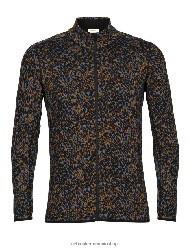 Icebreaker îmbrăcăminte negru/cuișoare bărbați merino elemental cu mânecă lungă fermoar lichen DL46T402