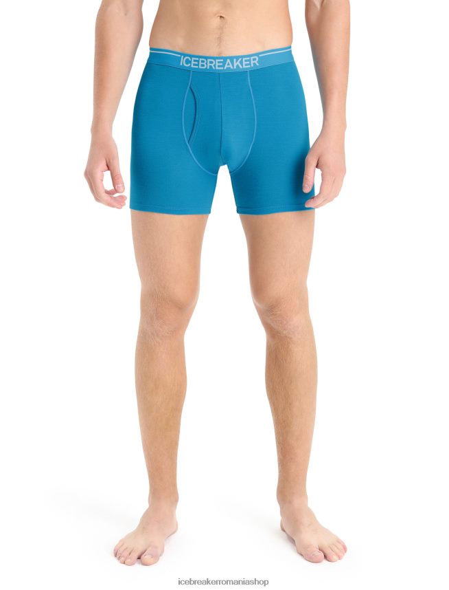 Icebreaker îmbrăcăminte geo albastru bărbați boxeri din merino anatomica cu musca DL46T100