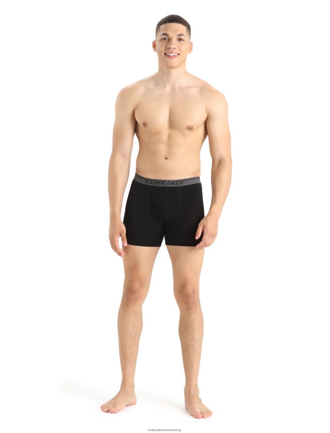 Icebreaker îmbrăcăminte negru bărbați boxeri din merino anatomica cu musca DL46T94