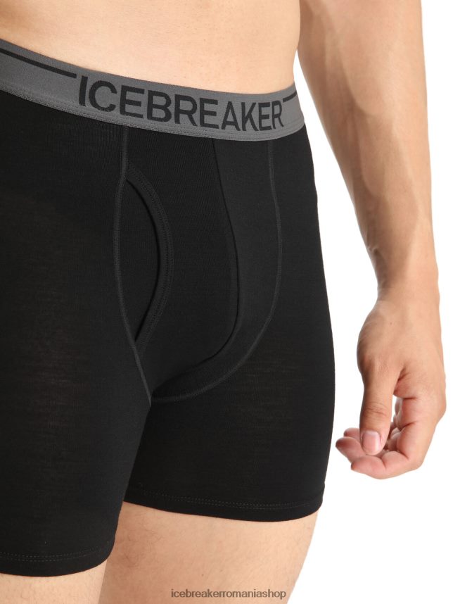 Icebreaker îmbrăcăminte negru bărbați boxeri din merino anatomica cu musca DL46T94