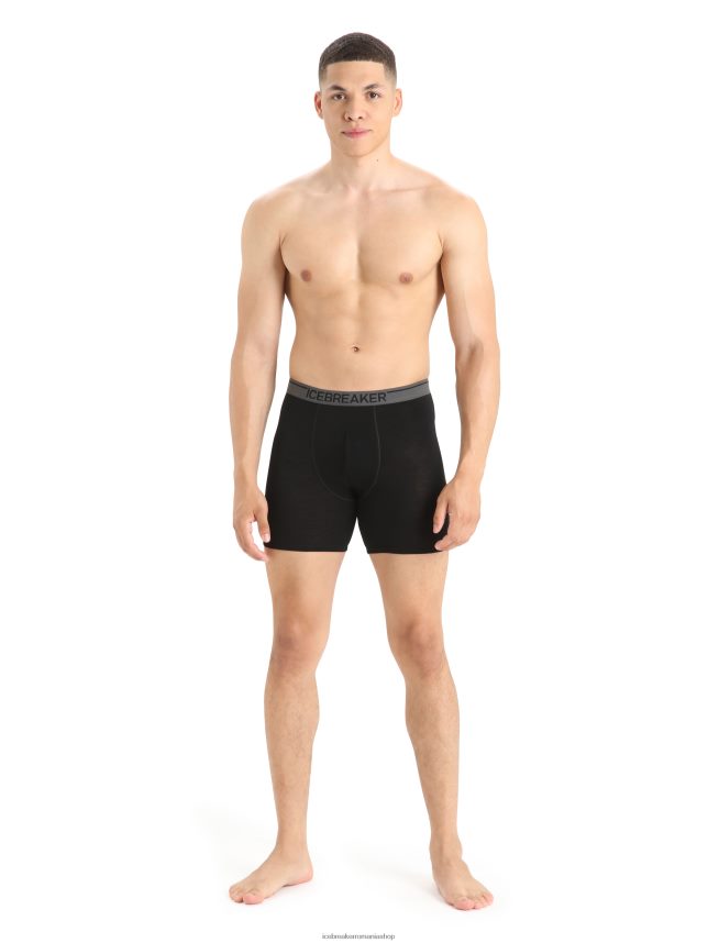 Icebreaker îmbrăcăminte negru bărbați boxeri lungi din merino anatomica DL46T131