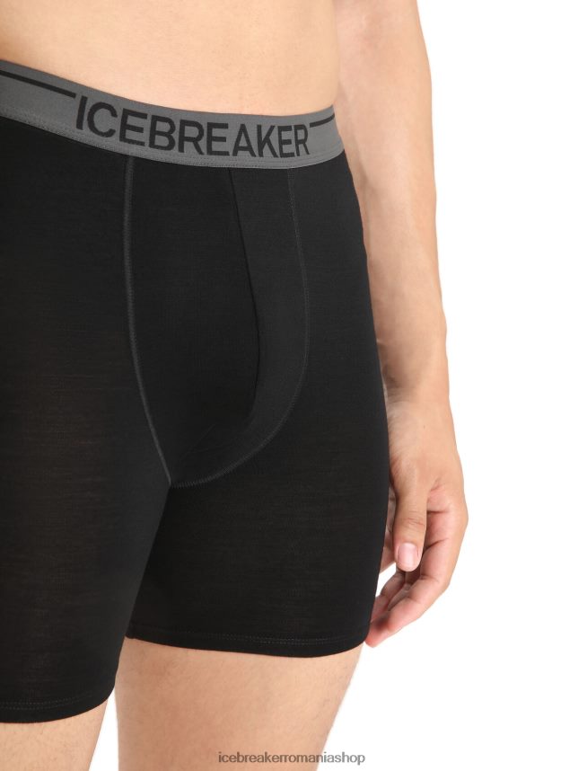 Icebreaker îmbrăcăminte negru bărbați boxeri lungi din merino anatomica DL46T131