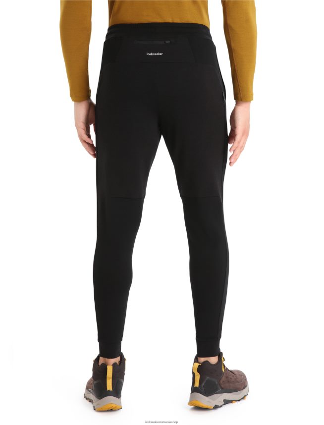 Icebreaker îmbrăcăminte negru bărbați jogger din merino zoneknit DL46T251