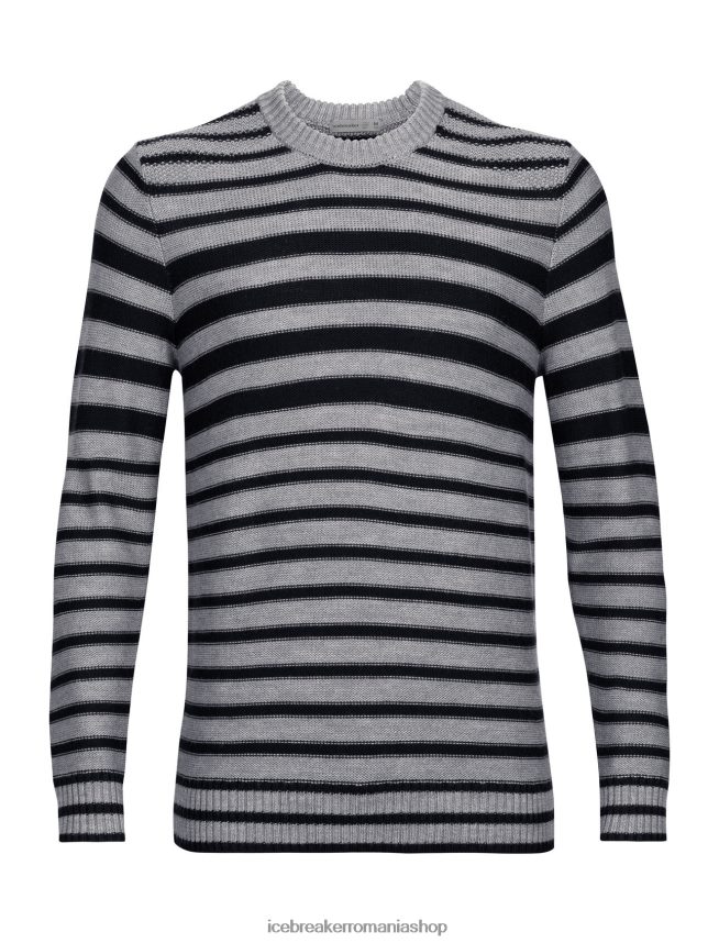 Icebreaker îmbrăcăminte bleumarin la miezul nopții/gritstone heather bărbați pulover merino waypoint crewe DL46T392