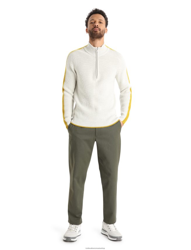 Icebreaker îmbrăcăminte ecru erica/aur tăcut bărbați pulover cu jumătate de fermoar cu mânecă lungă merino lodge DL46T405