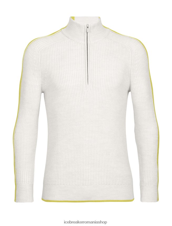 Icebreaker îmbrăcăminte ecru erica/aur tăcut bărbați pulover cu jumătate de fermoar cu mânecă lungă merino lodge DL46T405