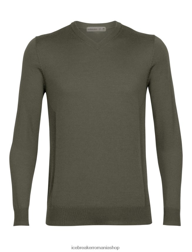 Icebreaker îmbrăcăminte loden bărbați pulover merino shearer cu decolteu în V DL46T349