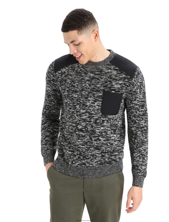 Icebreaker îmbrăcăminte zăpadă neagră bărbați pulover merino barein crewe DL46T361