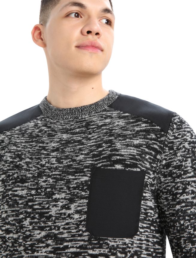 Icebreaker îmbrăcăminte zăpadă neagră bărbați pulover merino barein crewe DL46T361