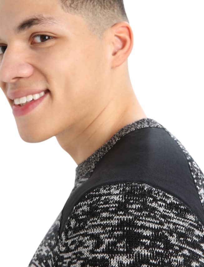 Icebreaker îmbrăcăminte zăpadă neagră bărbați pulover merino barein crewe DL46T361