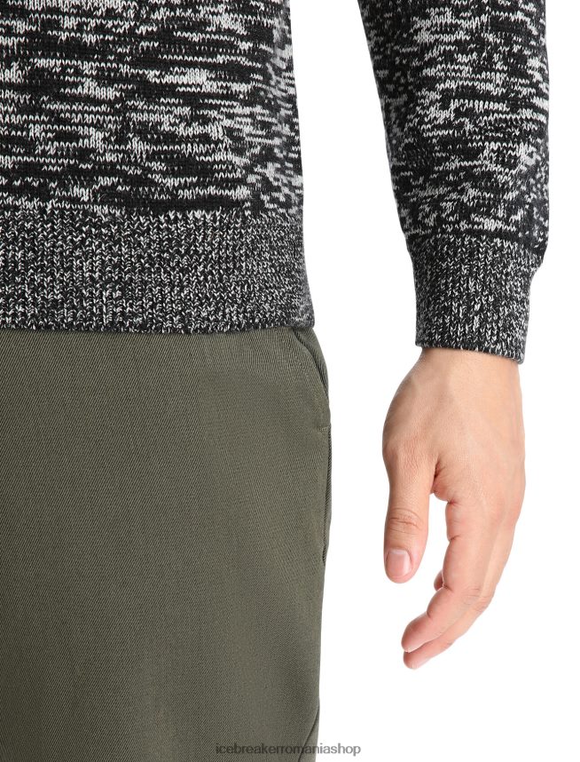 Icebreaker îmbrăcăminte zăpadă neagră bărbați pulover merino barein crewe DL46T361