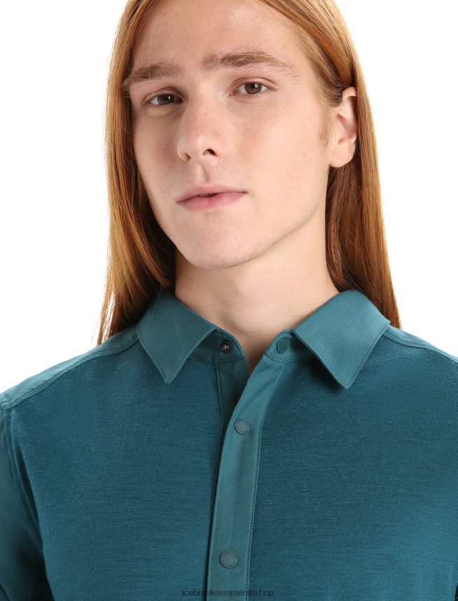 Icebreaker îmbrăcăminte glorie verde bărbați top cu mânecă lungă merino hike DL46T190