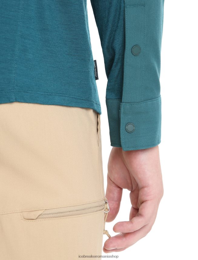 Icebreaker îmbrăcăminte glorie verde bărbați top cu mânecă lungă merino hike DL46T190