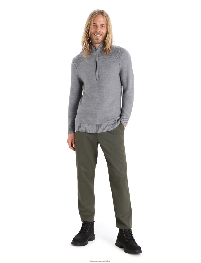 Icebreaker îmbrăcăminte gritstone heather bărbați top din merino waypoint cu mânecă lungă cu jumătate de fermoar DL46T417