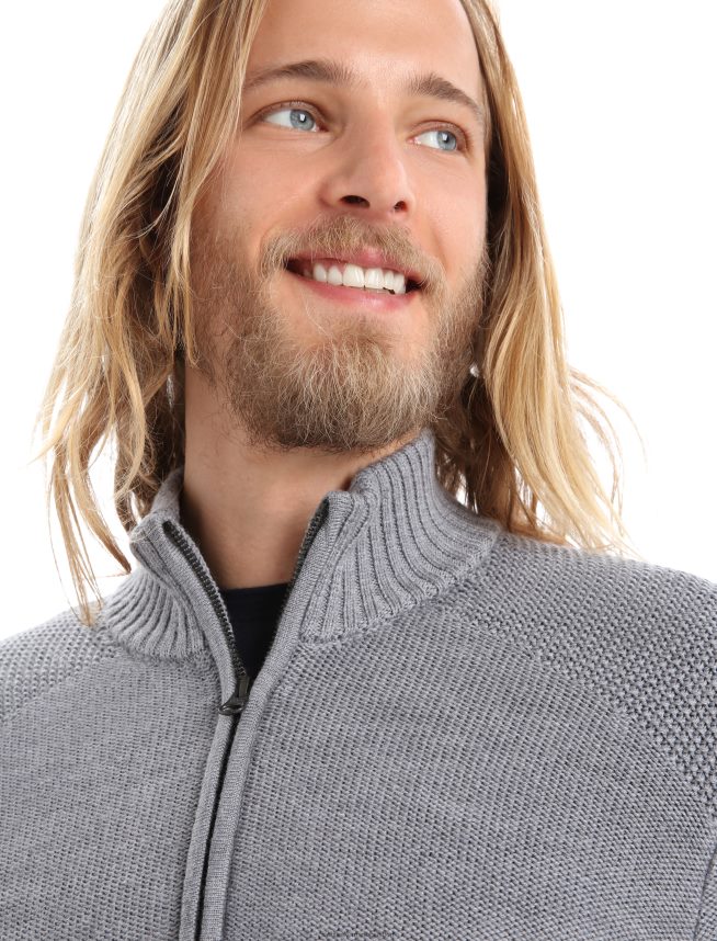 Icebreaker îmbrăcăminte gritstone heather bărbați top din merino waypoint cu mânecă lungă cu jumătate de fermoar DL46T417