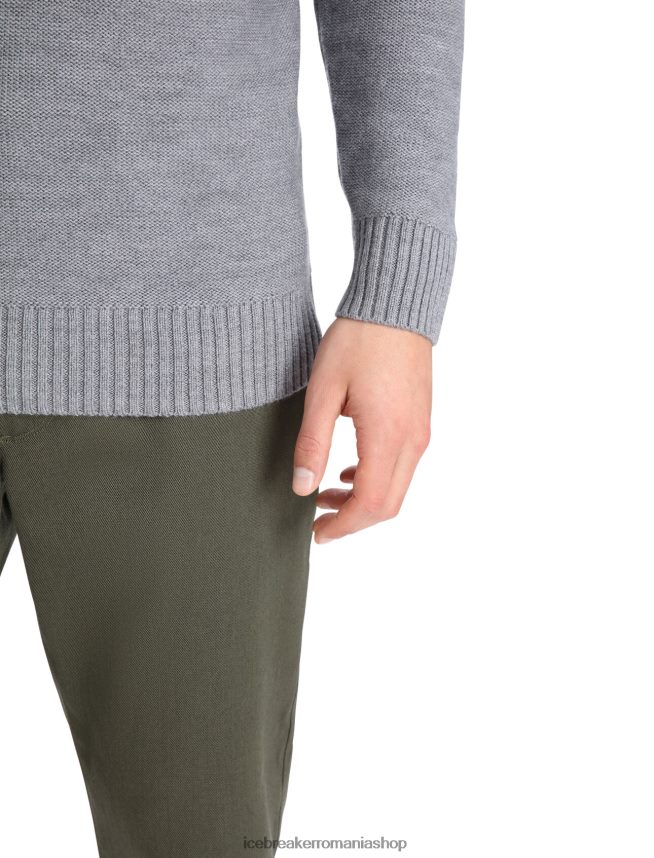 Icebreaker îmbrăcăminte gritstone heather bărbați top din merino waypoint cu mânecă lungă cu jumătate de fermoar DL46T417