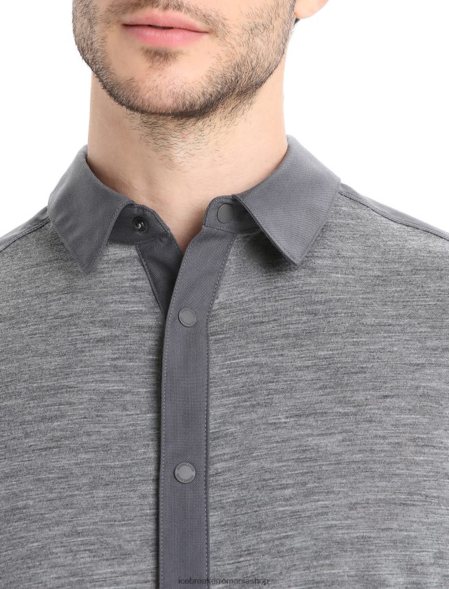 Icebreaker îmbrăcăminte muson/gritstone heather bărbați top cu mânecă lungă merino hike DL46T191