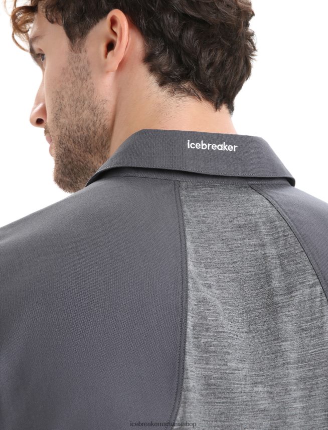 Icebreaker îmbrăcăminte muson/gritstone heather bărbați top cu mânecă lungă merino hike DL46T191
