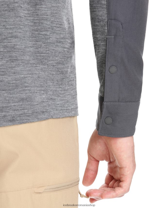 Icebreaker îmbrăcăminte muson/gritstone heather bărbați top cu mânecă lungă merino hike DL46T191