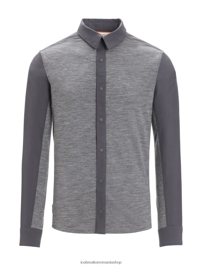 Icebreaker îmbrăcăminte muson/gritstone heather bărbați top cu mânecă lungă merino hike DL46T191
