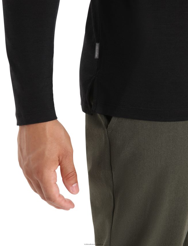 Icebreaker îmbrăcăminte negru bărbați tricou cu mânecă lungă merino sphere ii DL46T187