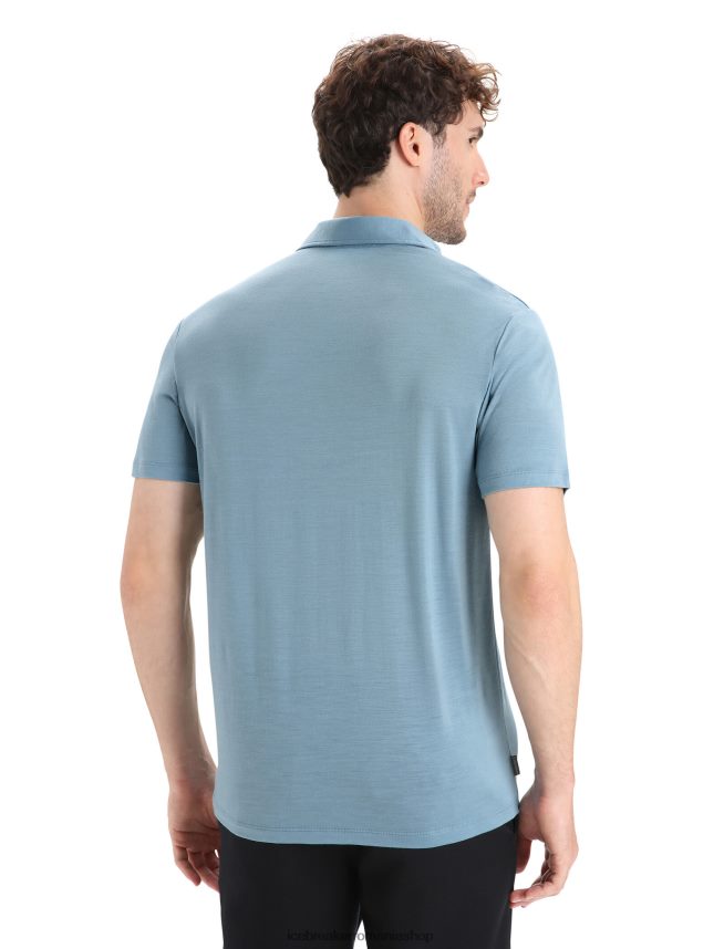 Icebreaker îmbrăcăminte albastru astral bărbați polo cu mânecă scurtă din merino Drayden DL46T11