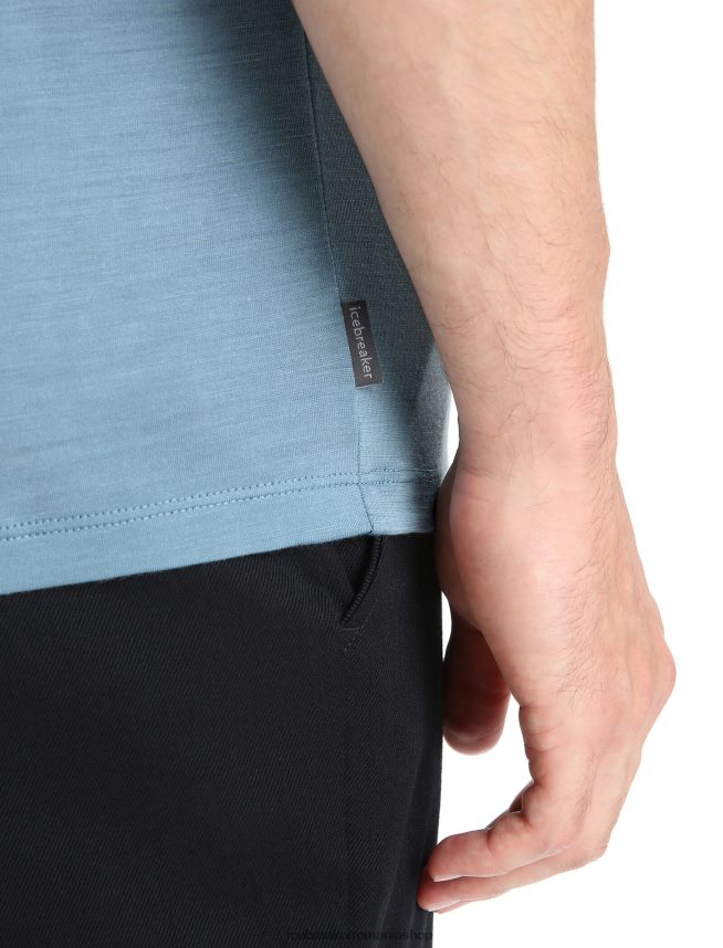 Icebreaker îmbrăcăminte albastru astral bărbați polo cu mânecă scurtă din merino Drayden DL46T11