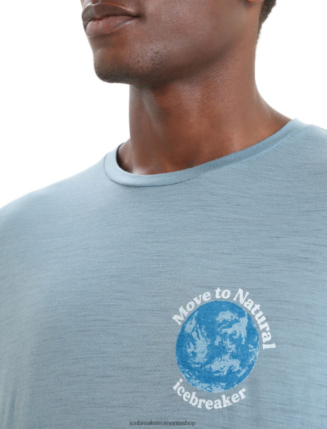 Icebreaker îmbrăcăminte albastru astral bărbați tricou cu mânecă scurtă merino tech lite ii earth DL46T90