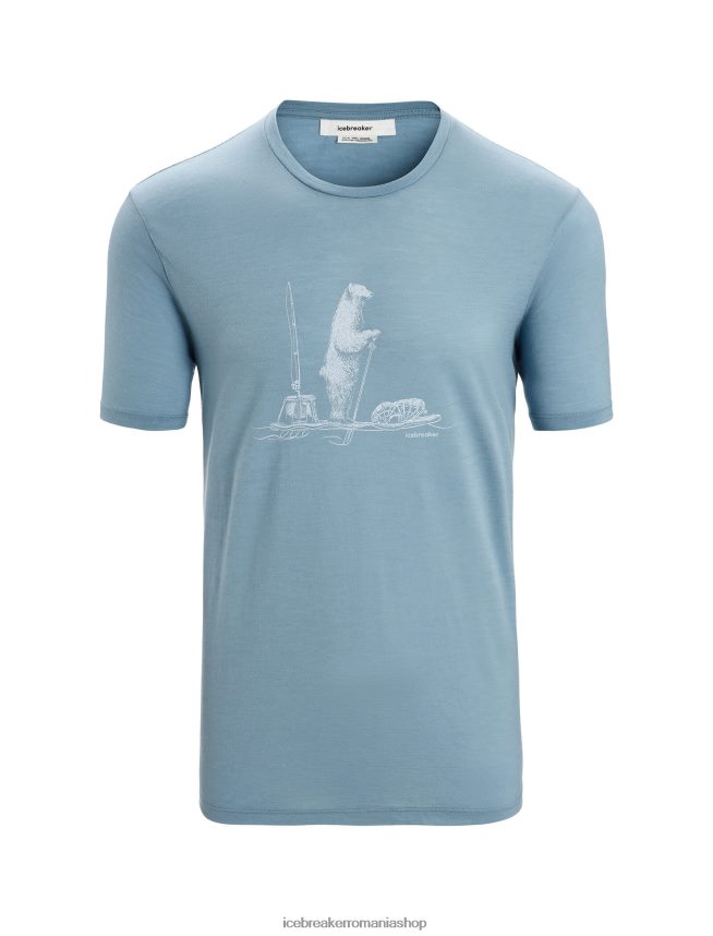 Icebreaker îmbrăcăminte albastru astral bărbați tricou cu mânecă scurtă merino tech lite ii polar paddle DL46T65