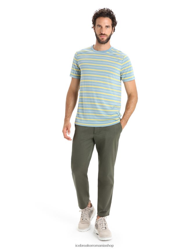 Icebreaker îmbrăcăminte albastru astral/vară bărbați tricou cu dungi cu mânecă scurtă merino wave DL46T19